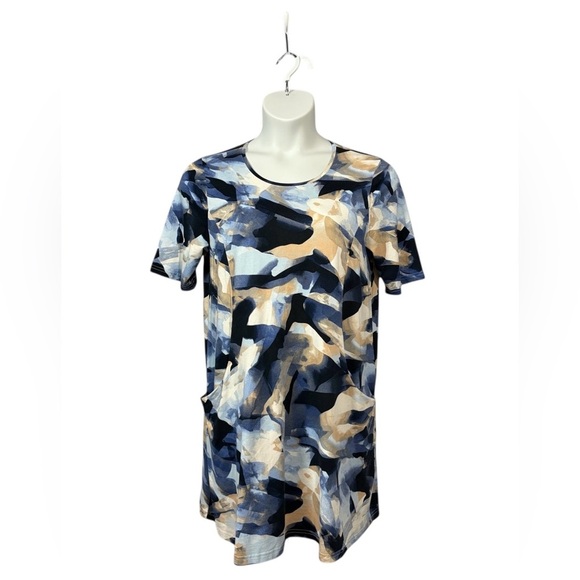 NWOT, Sunday Betsy Abstract Tunic Top, Large, Blue, Beige - Picture 4 of 12